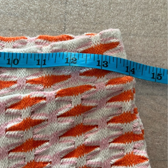 ❤️2/$50❤️[S] Zara Jaquered White Orange Pink Crochet Textured Wide Leg Pant - Picture 8 of 13